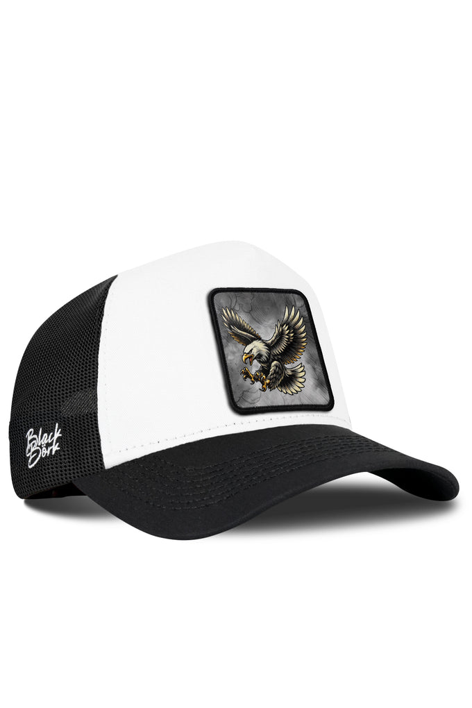 Kartal Logolu Siyah-Beyaz Trucker Şapka