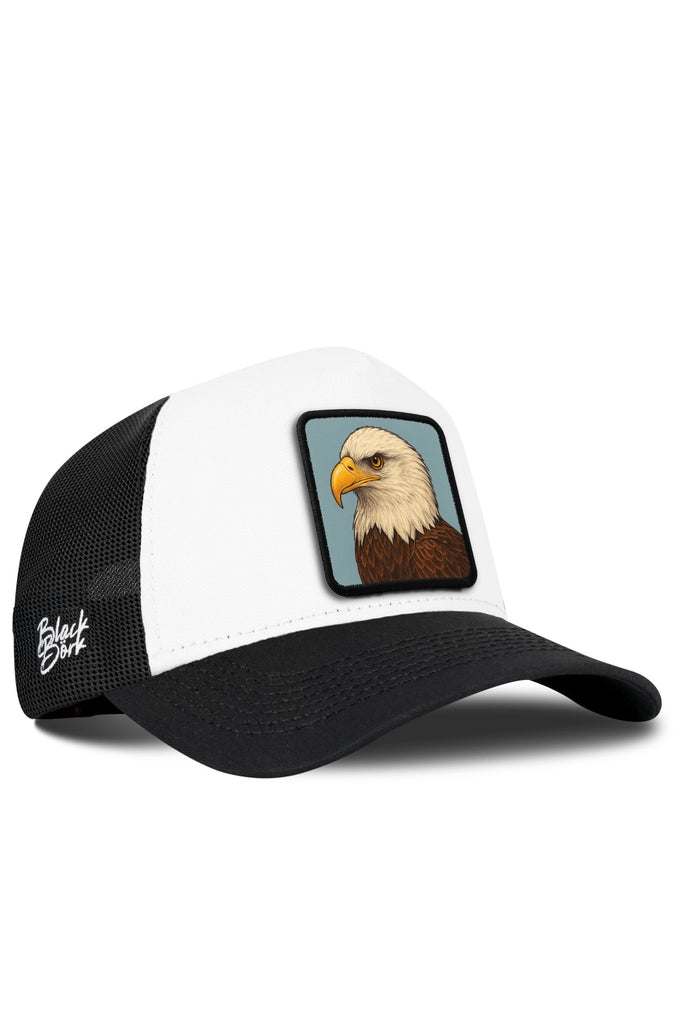 Kartal Logolu Siyah-Beyaz Trucker Şapka
