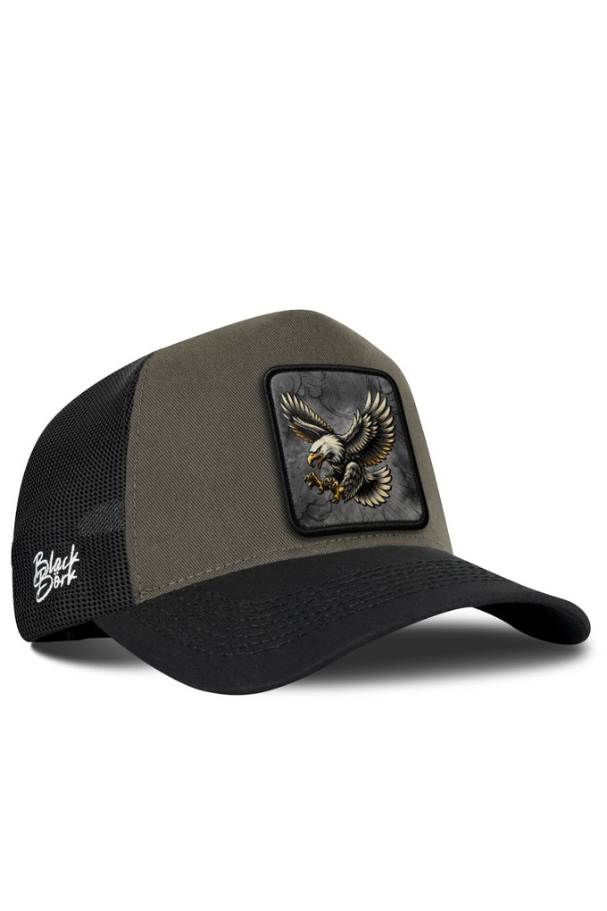 Kartal Logolu Siyah-Haki Trucker Şapka