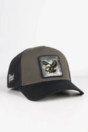 Black-Khaki Trucker Hat with Eagle Logo
