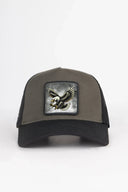 Black-Khaki Trucker Hat with Eagle Logo