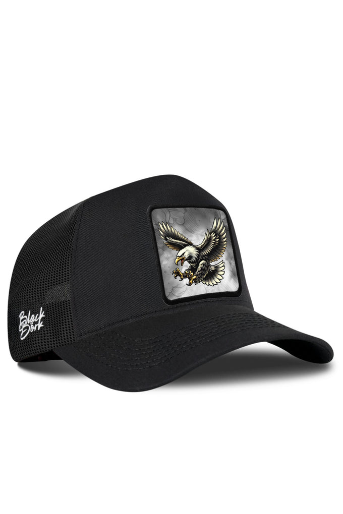 Black Trucker Cap with Eagle Logo