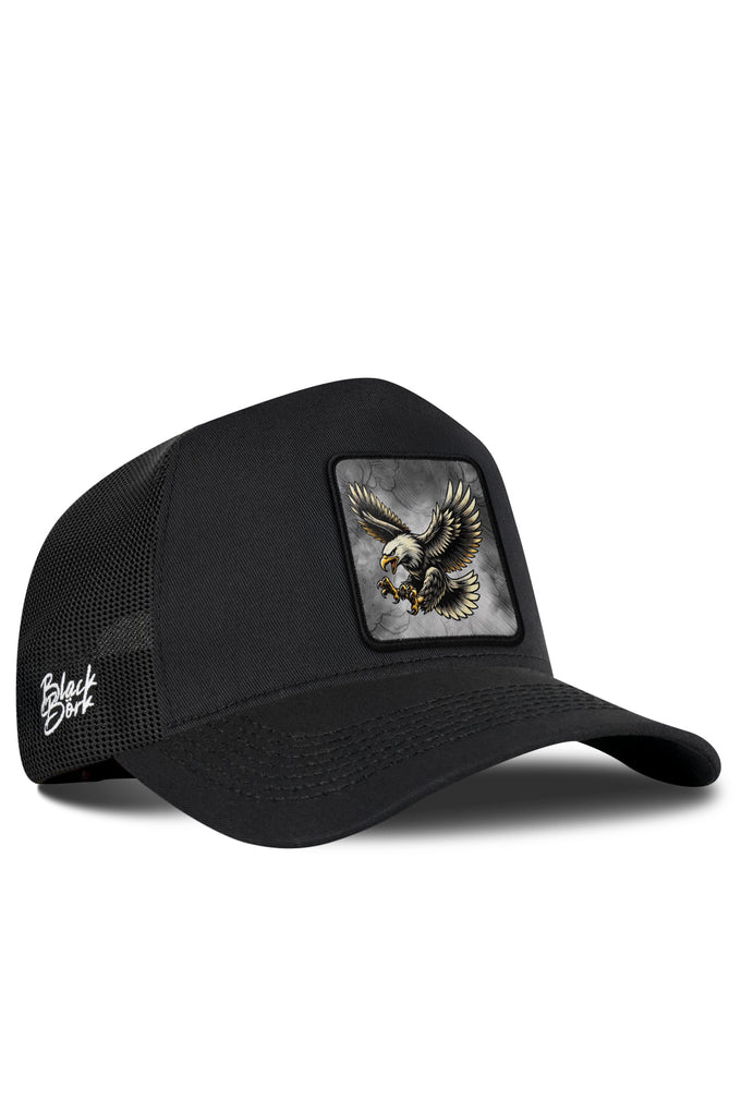 Kartal Logolu Siyah Trucker Şapka