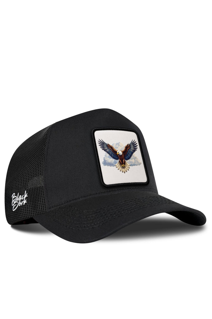 Kartal Logolu Siyah Trucker Şapka