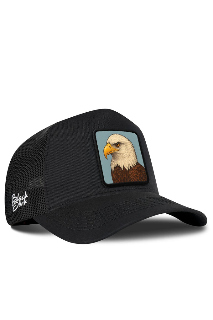 Kartal Logolu Siyah Trucker Şapka