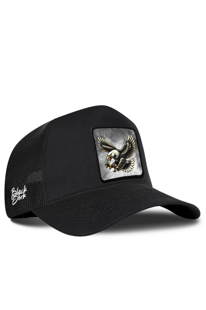 Black Trucker Cap with Eagle Logo