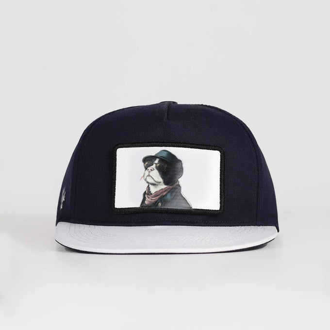 kedi-logolu-beyaz-lacivert-hip-hop-sapka-3635 - BlackBörk TR