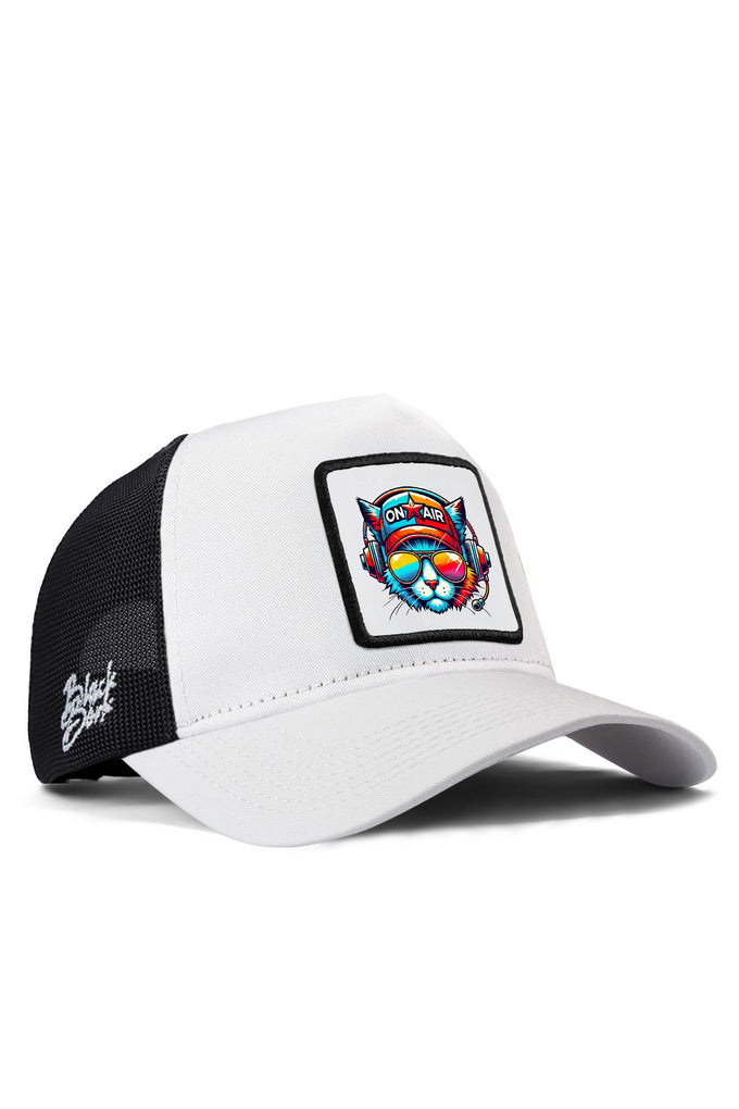 kedi-logolu-beyaz-siyah-trucker-sapka-5648 - BlackBörk TR