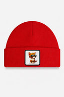 Red Kids' Beanie with Cat Logo