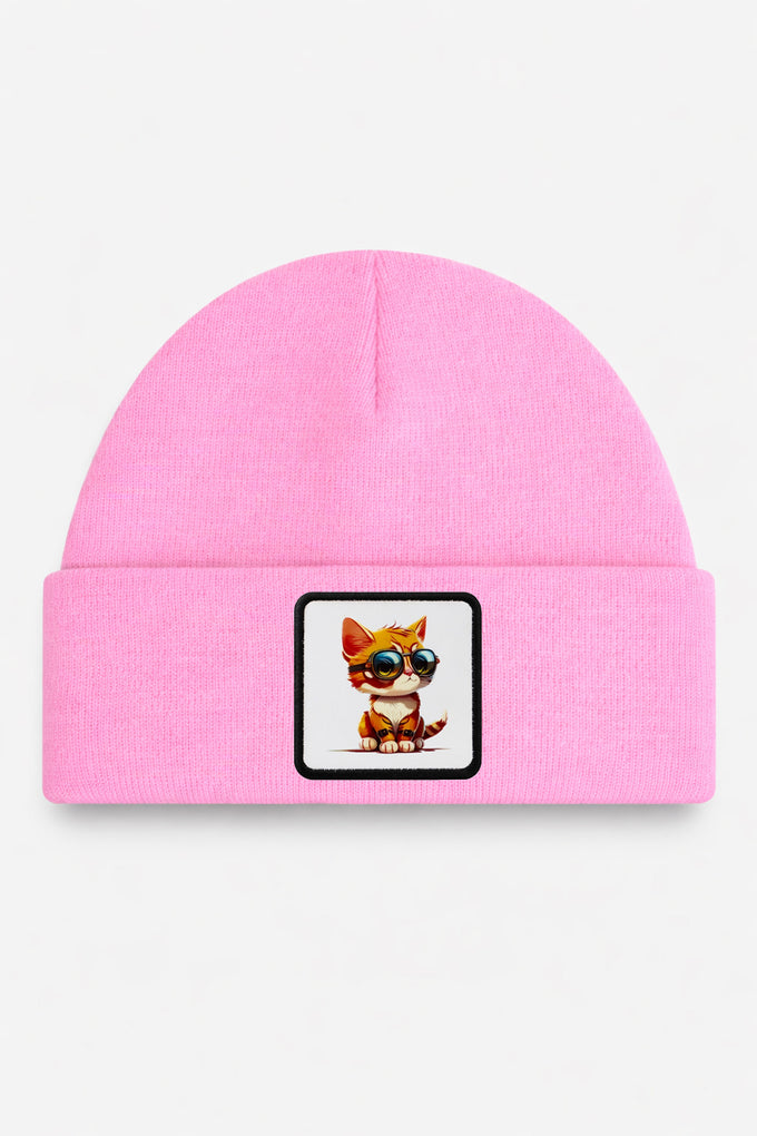 kedi-logolu-pembe-cocuk-bere-4947 - BlackBörk TR