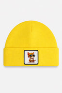 Yellow Kids' Beanie with Cat Logo