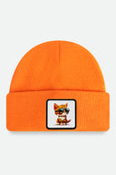 Orange Kids' Beanie with Cat Logo