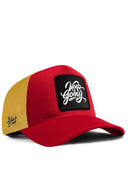 Keep Going Logolu Kırmızı-Sarı Trucker Şapka