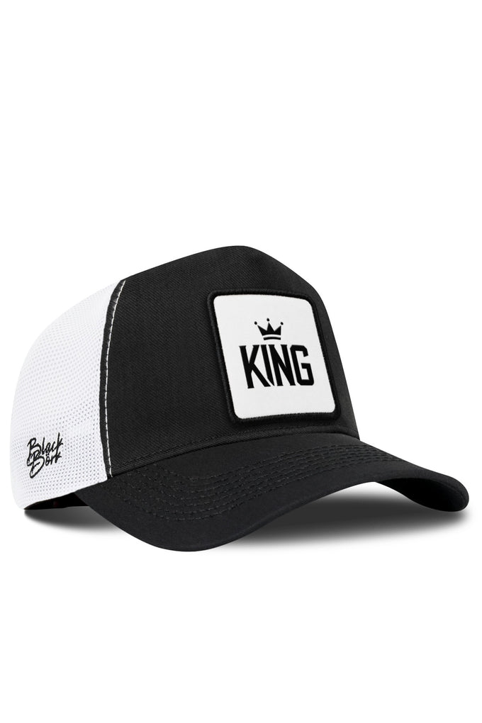Black and White Cordura Trucker Cap with King Logo