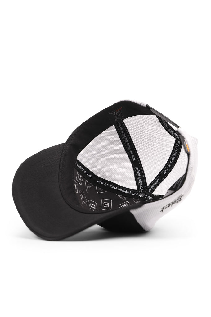Black and White Cordura Trucker Cap with King Logo