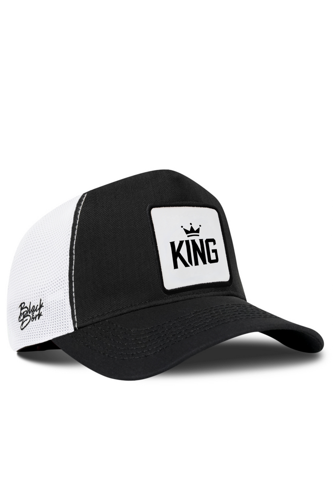 Black and White Cordura Trucker Cap with King Logo