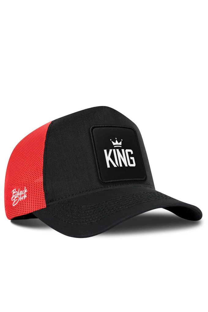 King Logo Cordura Black-Red Trucker Cap