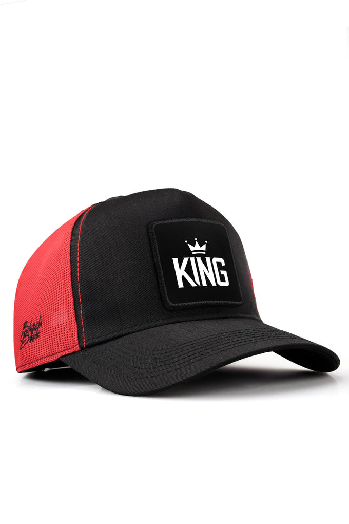 king-logolu-cordura-siyah-kirmizi-trucker-sapka-5673 - BlackBörk TR