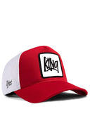 King Logolu Kırmızı-Beyaz Trucker Şapka