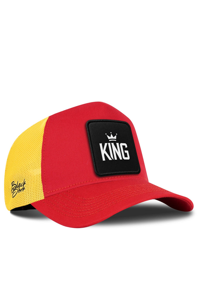 King Logo Red and Yellow Trucker Cap