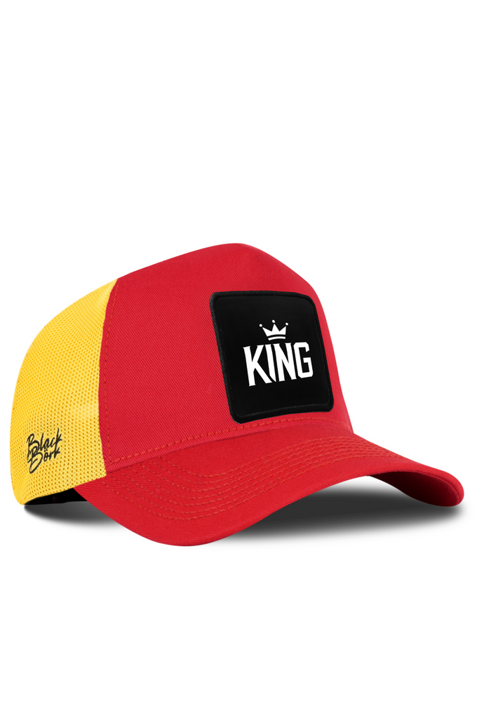 King Logolu Kırmızı-Sarı Trucker Şapka