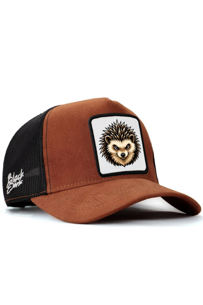 Kirpi Logolu Camel-Siyah Trucker Şapka