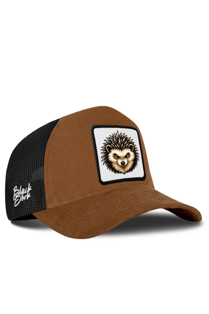 Kirpi Logolu Camel-Siyah Trucker Şapka
