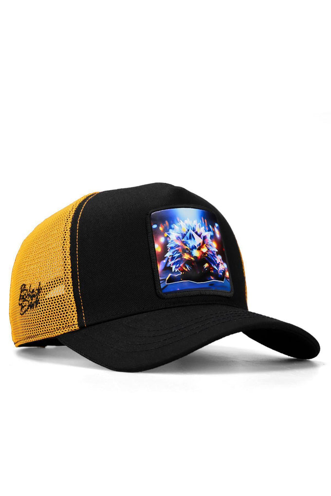 kirpi-logolu-siyah-sari-trucker-sapka-2076 - BlackBörk TR