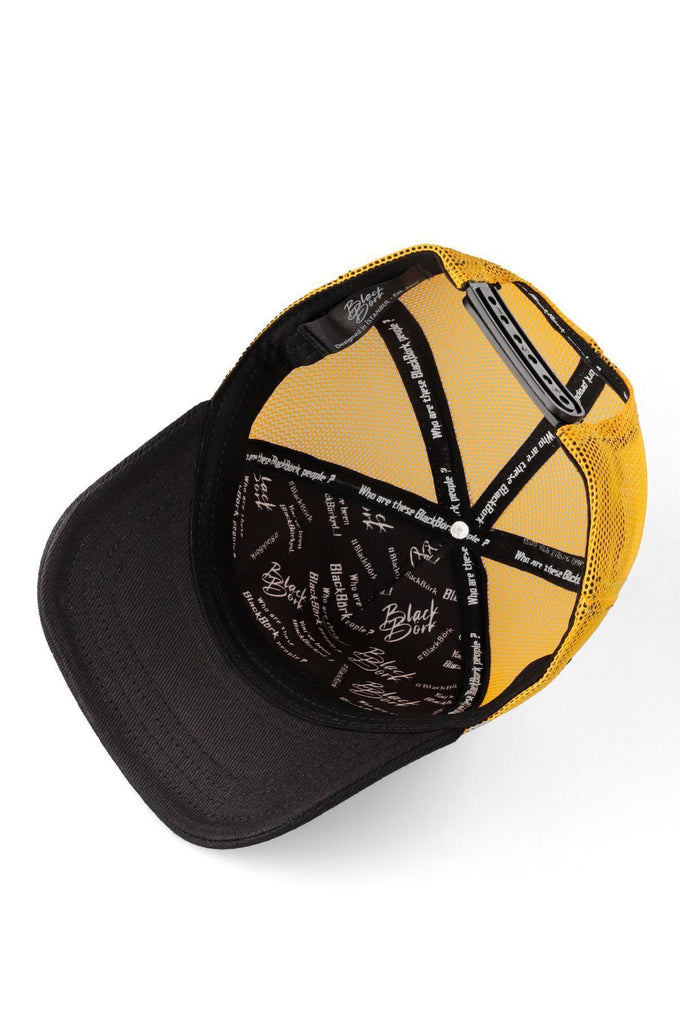 kirpi-logolu-siyah-sari-trucker-sapka-2078 - BlackBörk TR