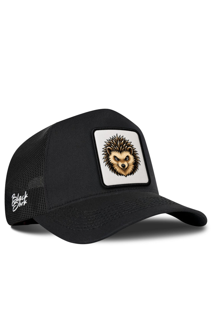 Kirpi Logolu Siyah Trucker Şapka
