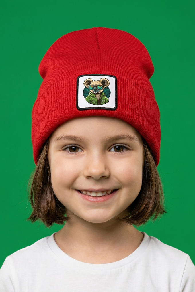 Red Kids' Beanie with Koala Logo