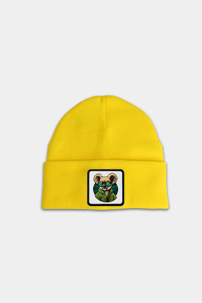 Yellow Kids' Beanie with Koala Logo
