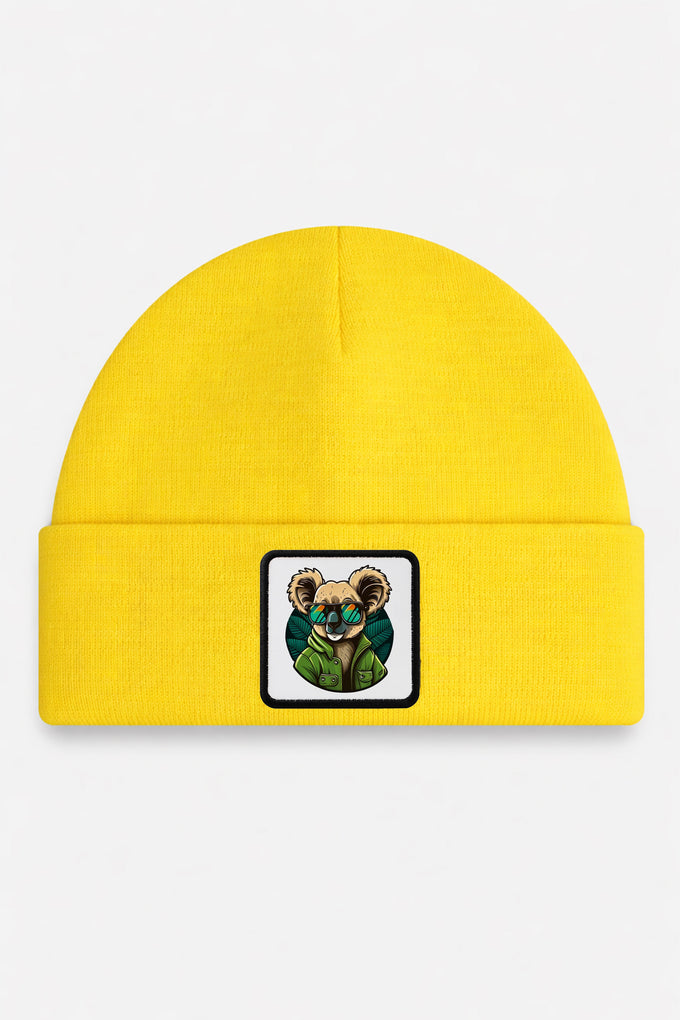 Yellow Kids' Beanie with Koala Logo