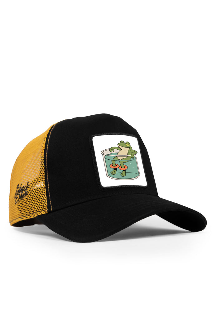 konfor-kazani-logolu-siyah-sari-trucker-sapka-4242 - BlackBörk TR