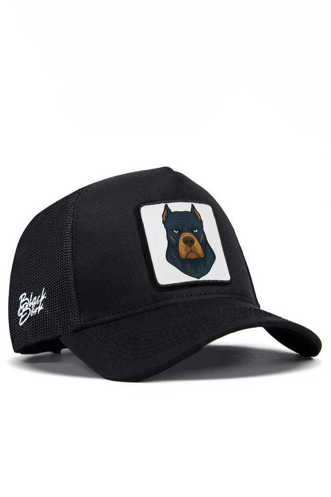 Black Trucker Cap with Dog Logo