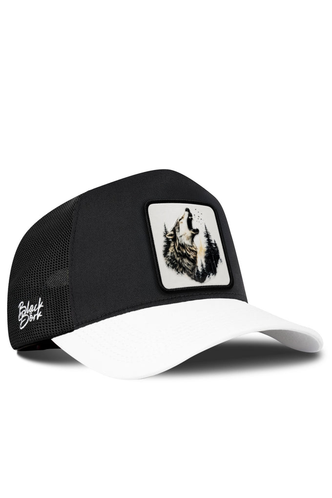 Kurt Logolu Beyaz-Siyah Trucker Şapka