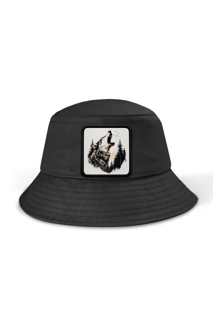 Wolf Logo Bucket Black Hat