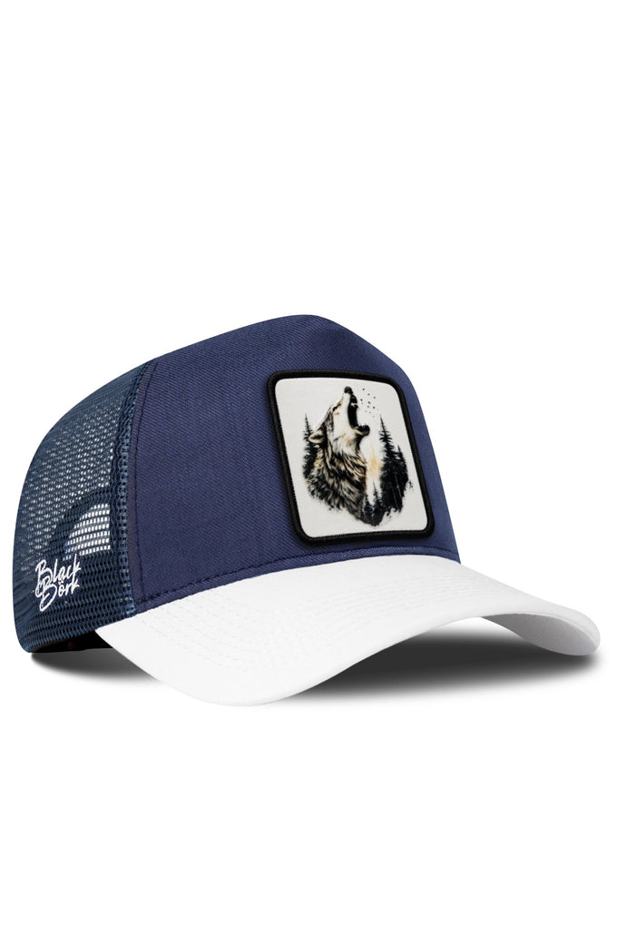 Kurt Logolu Cordura Beyaz-Lacivert Trucker Şapka