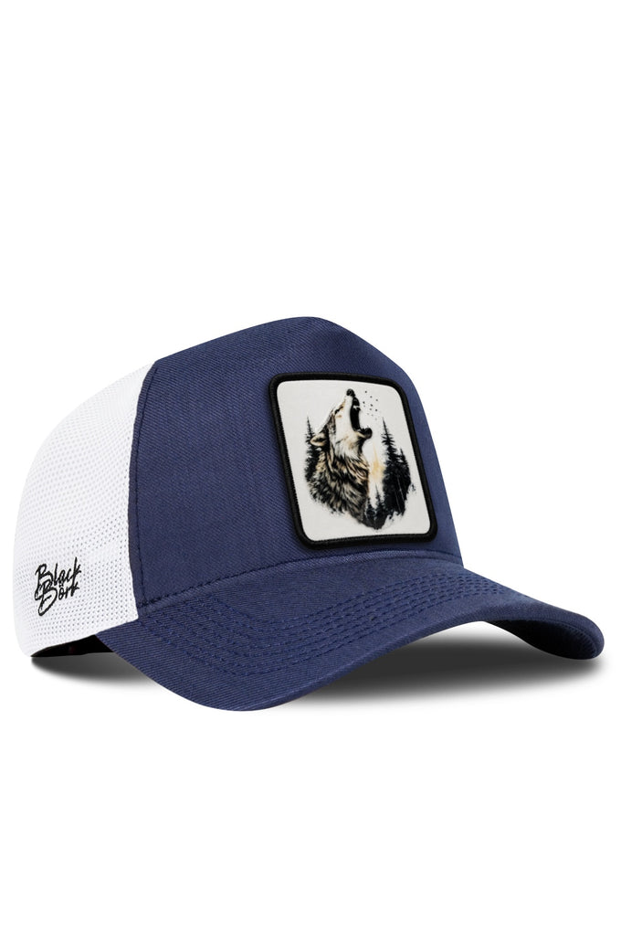 Kurt Logolu Cordura Lacivert-Beyaz Trucker Şapka