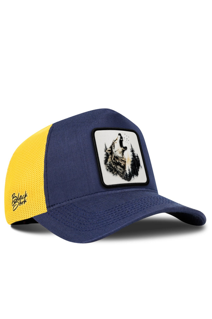 Kurt Logolu Cordura Lacivert-Sarı Trucker Şapka