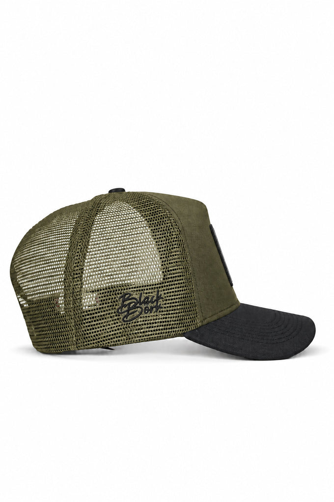 Kurt Logolu Cordura Siyah-Haki Trucker Şapka