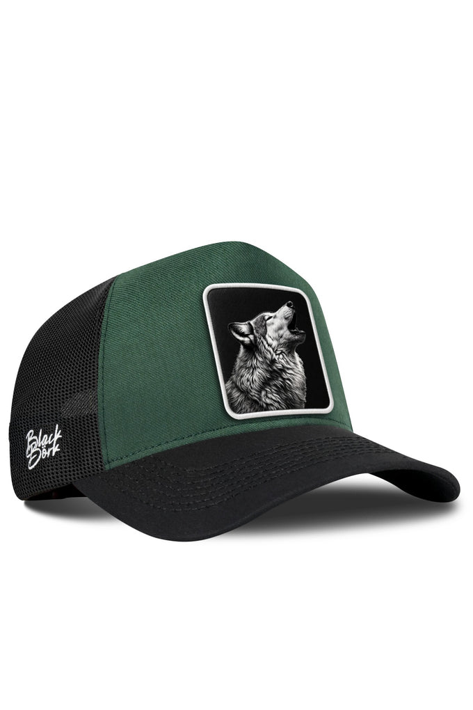 Kurt Logolu Cordura Siyah-Petrol Yeşili Trucker Şapka