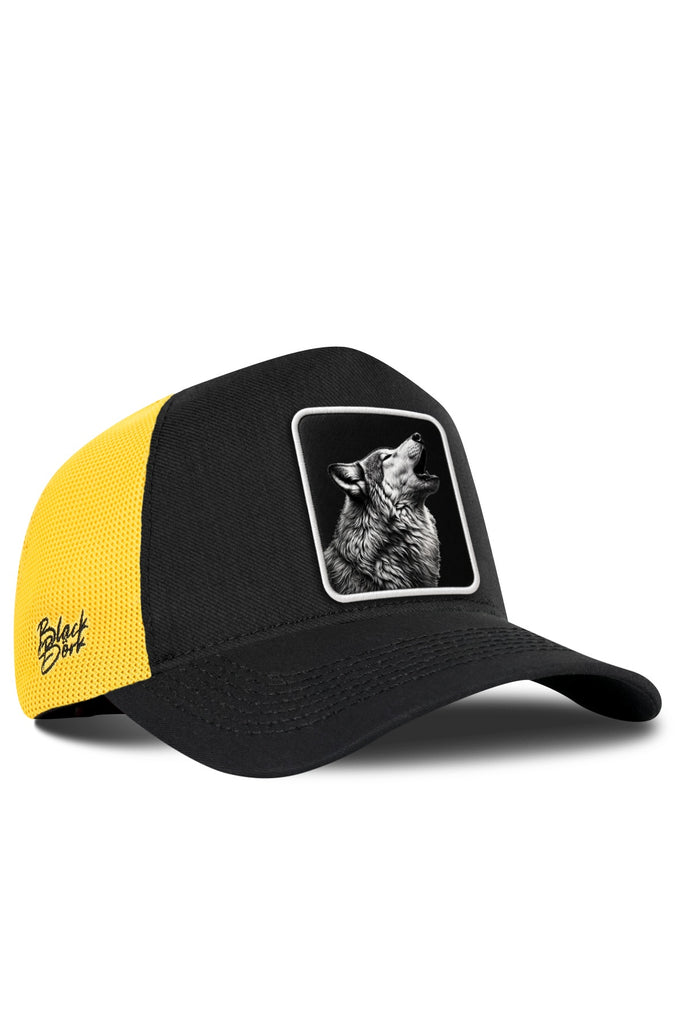 Kurt Logolu Cordura Siyah-Sarı Trucker Şapka