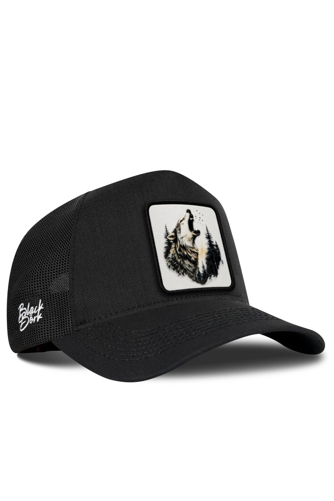 Kurt Logolu Cordura Siyah Trucker Şapka