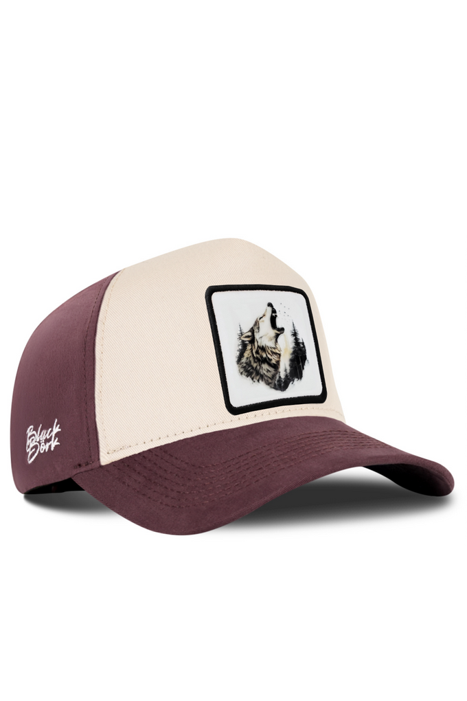 Coffee-Beige Baseball Cap with Wolf Logo