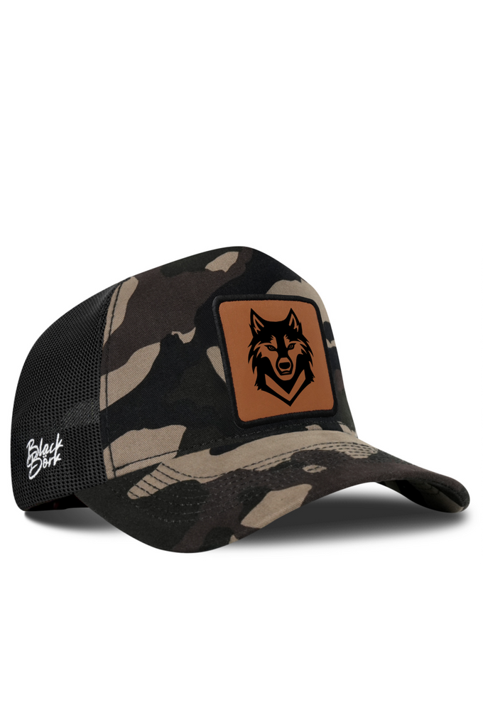 Wolf Logo Camouflage-Black Trucker Cap