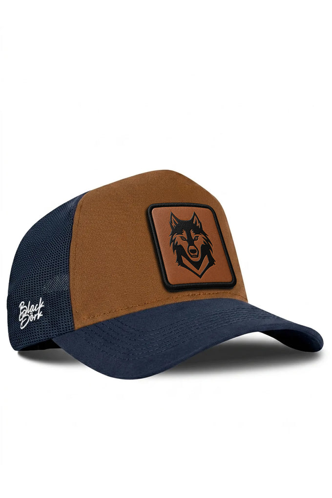 Kurt Logolu Lacivert-Camel Trucker Şapka