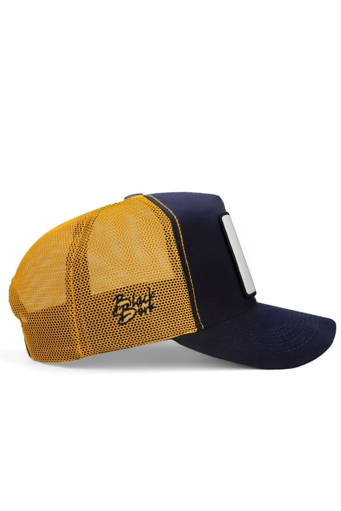Kurt Logolu Lacivert-Sarı Trucker Şapka
