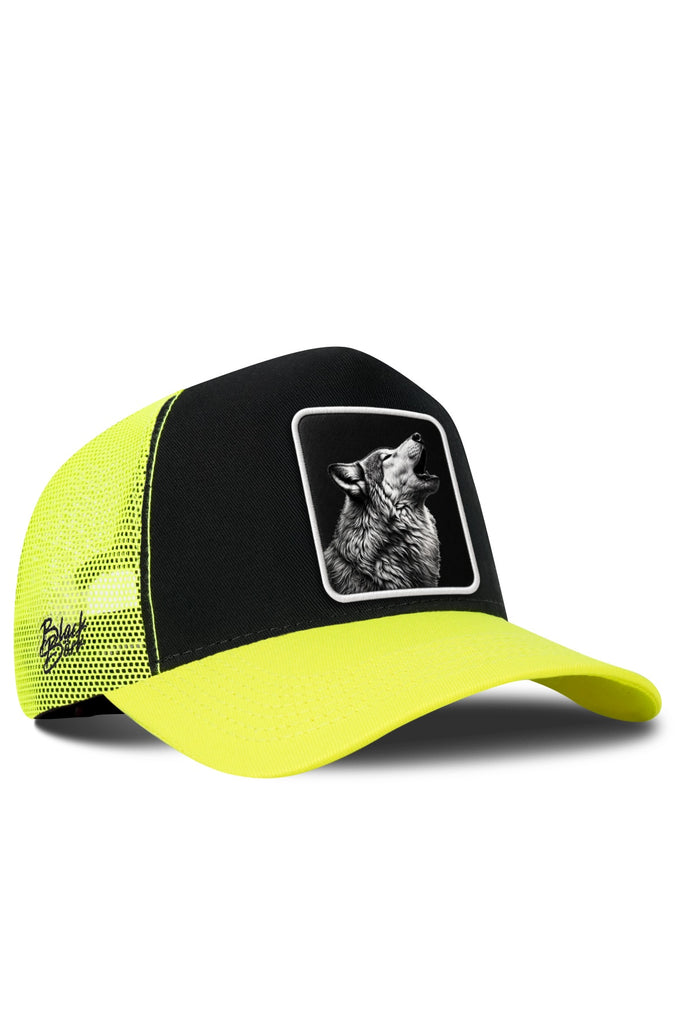 Kurt Logolu Neon-Siyah Trucker Şapka