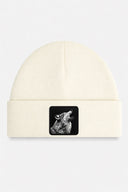 Off-White Beanie with Wolf Logo